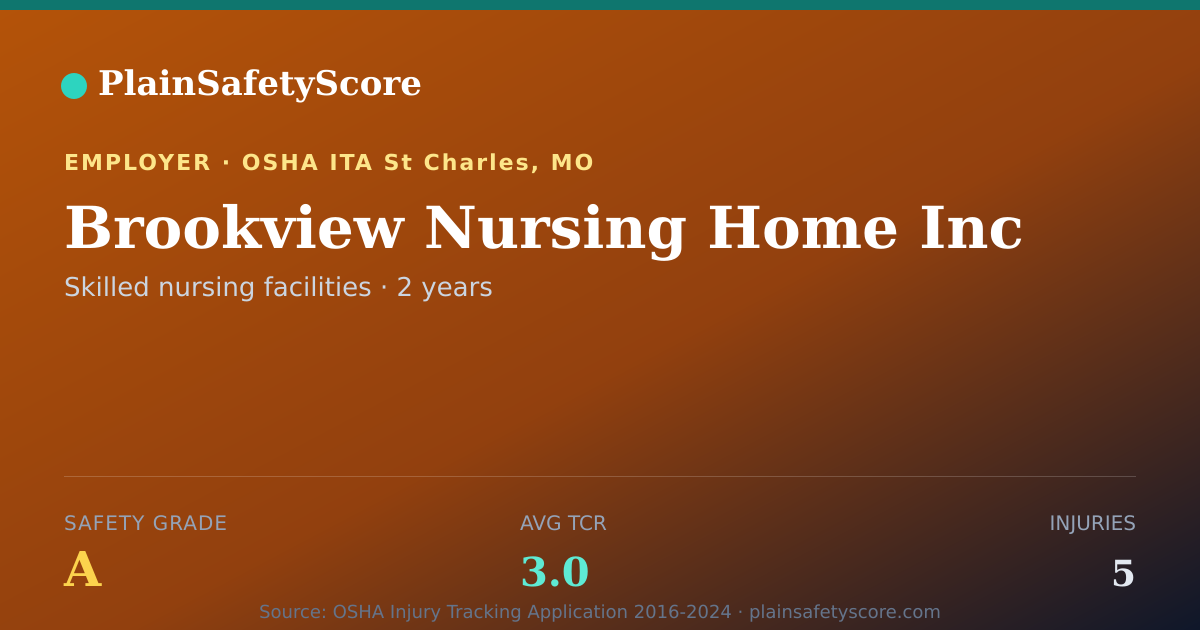 Shareable card for Brookview Nursing Home Inc Safety Grade A (TCR 3.0)