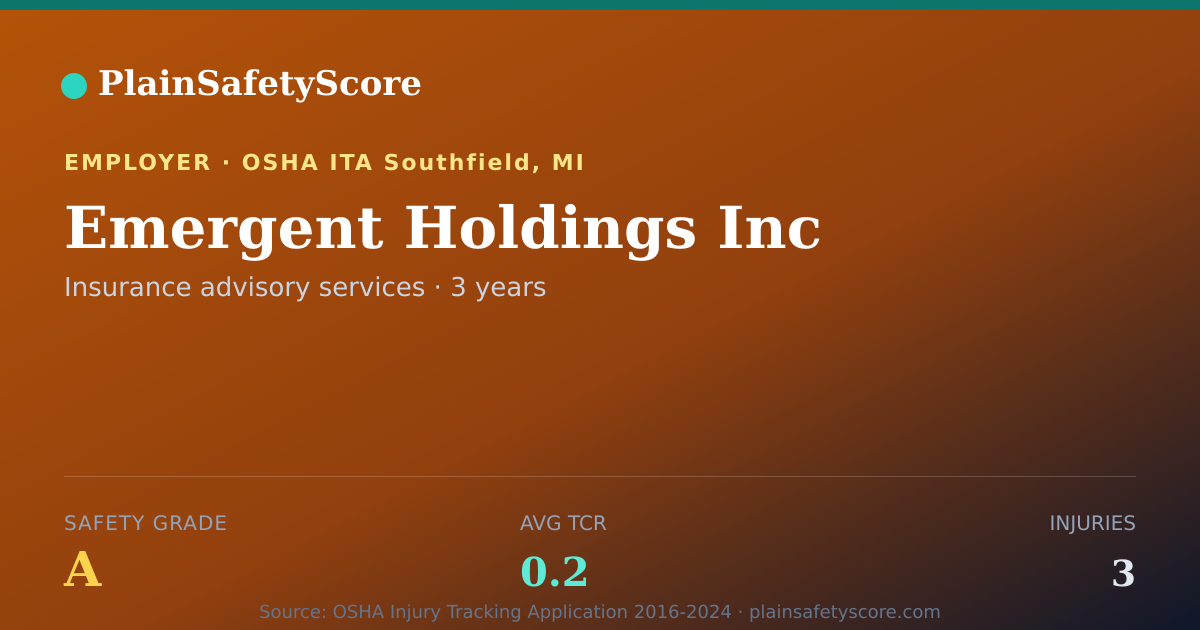 Shareable card for Emergent Holdings Inc Safety Grade A (TCR 0.2)