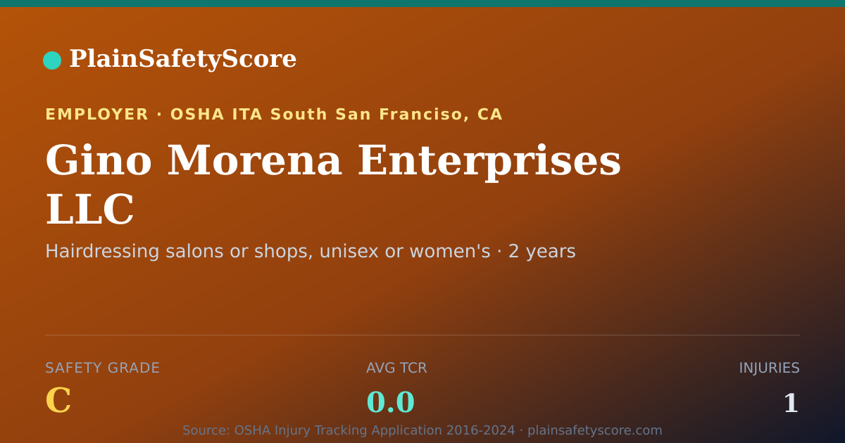 Shareable card for Gino Morena Enterprises LLC Safety Grade C (TCR 0.0)
