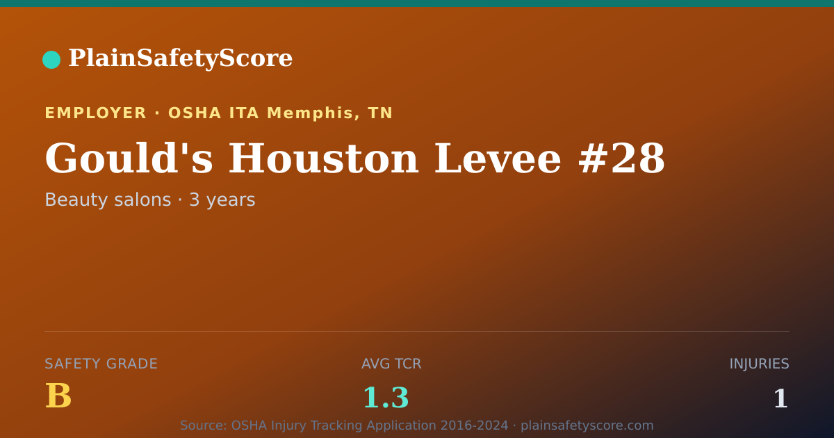 Shareable card for Gould's Houston Levee #28 Safety Grade B (TCR 1.3)