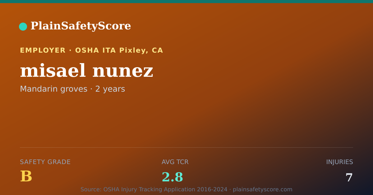 Shareable card for misael nunez Safety Grade B (TCR 2.8)