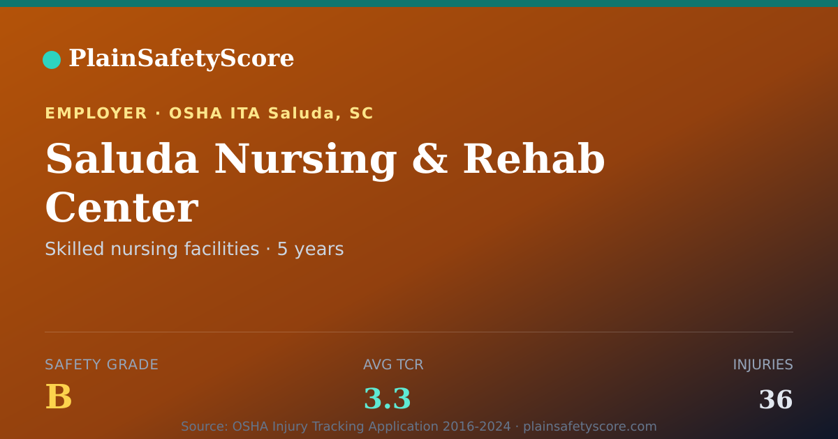 Shareable card for Saluda Nursing & Rehab Center Safety Grade B (TCR 3.3)