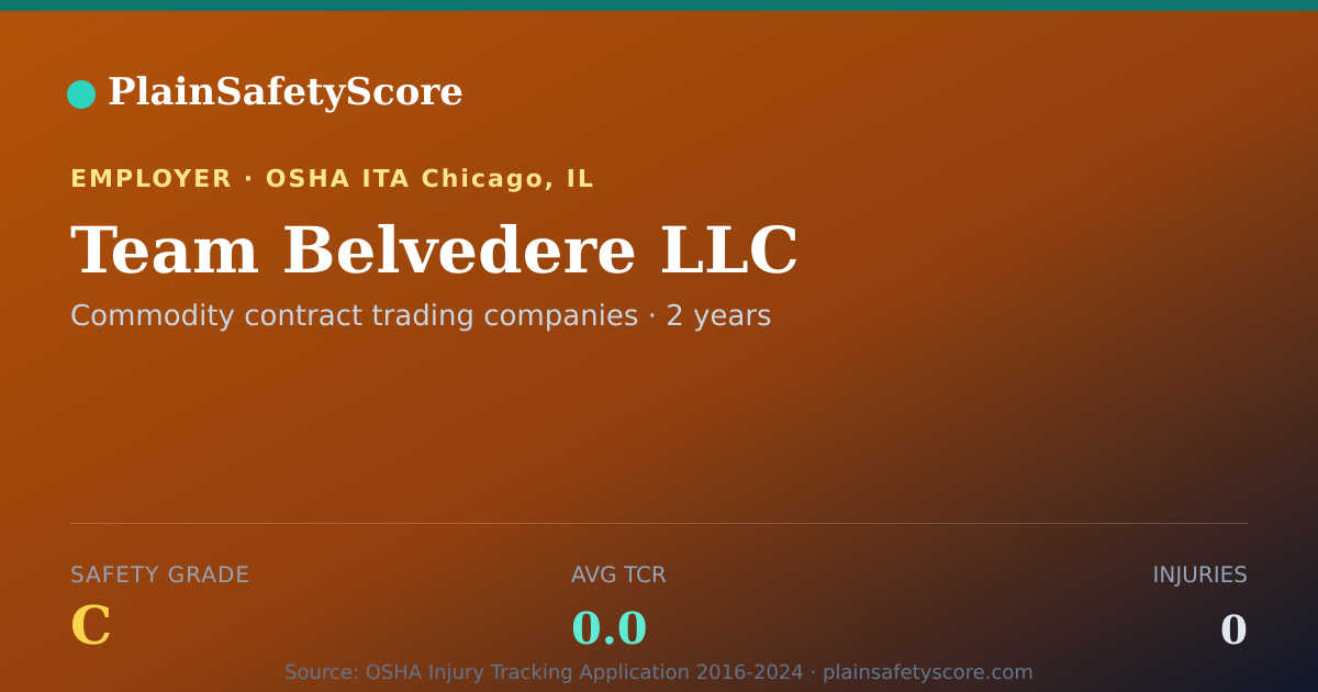 Shareable card for Team Belvedere LLC Safety Grade C (TCR 0.0)