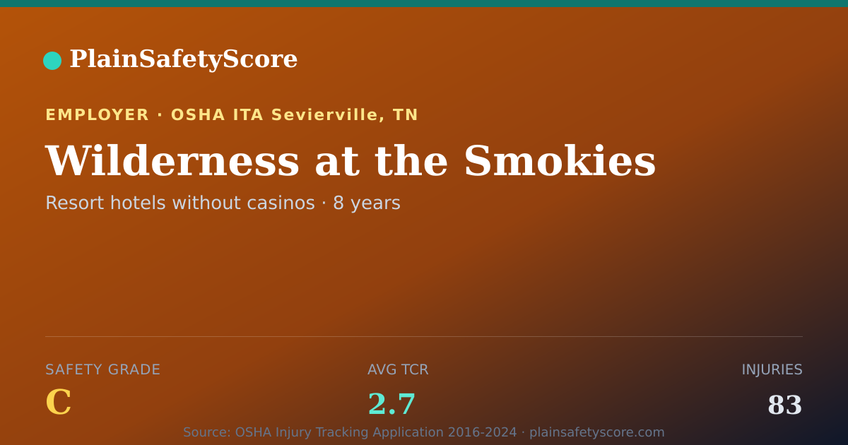 Shareable card for Wilderness at the Smokies Safety Grade C (TCR 2.7)