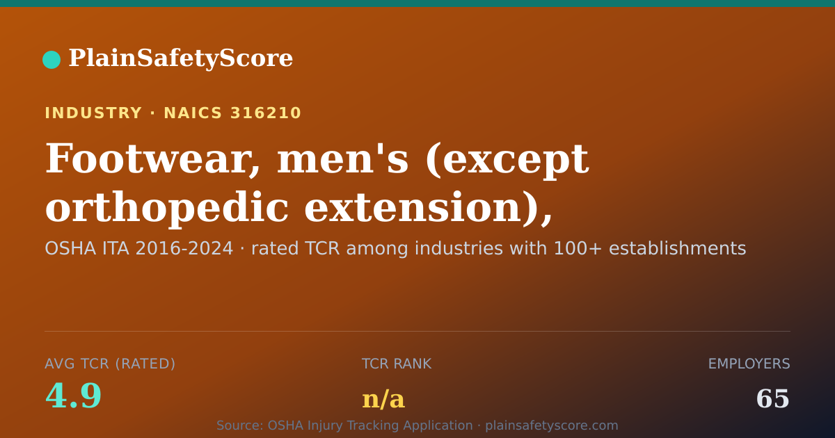 Shareable card for Footwear, men's (except orthopedic extension), manufacturing